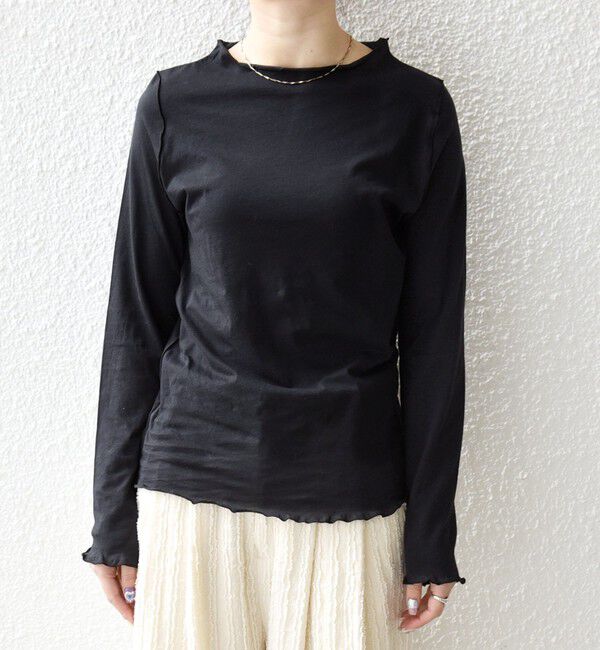 SHIPS any「《予約》SHIPS any:〈手洗い可能〉シアー コットン ボトルネック ロングスリーブ TEE」|Tシャツ・カットソー|