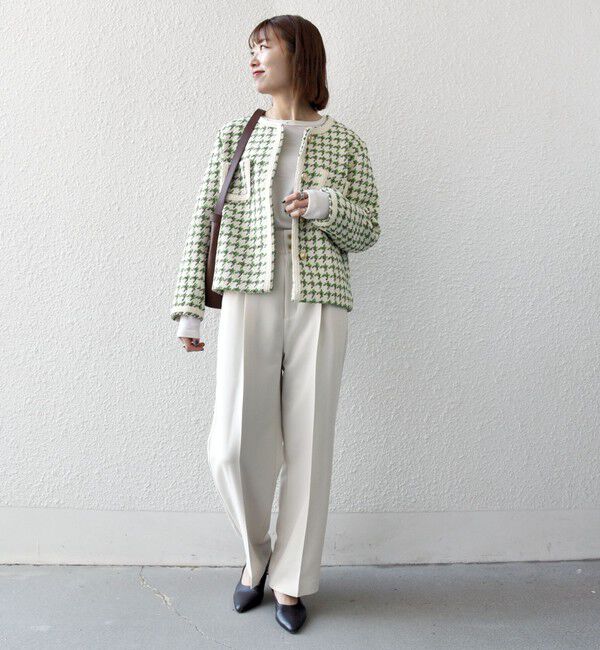 SHIPS any「《予約》SHIPS any: ツイード  パイピング ノーカラー ジャケット」|ノーカラージャケット|