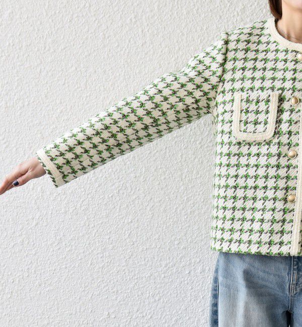 SHIPS any「《予約》SHIPS any: ツイード  パイピング ノーカラー ジャケット」|ノーカラージャケット|