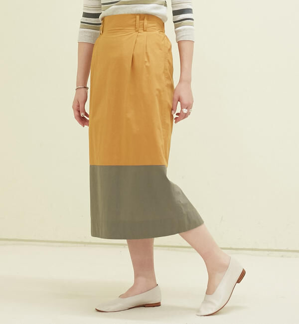 GALERIE VIE「コンパクトコットン Iラインイージースカート」|タイト|46 ブラウン系