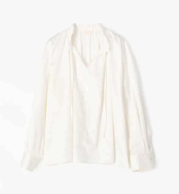 Ballsey「ハイカウントサテン ネックフリルブラウス」|シャツ・ブラウス|