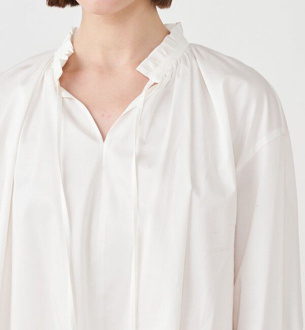 Ballsey「ハイカウントサテン ネックフリルブラウス」|シャツ・ブラウス|