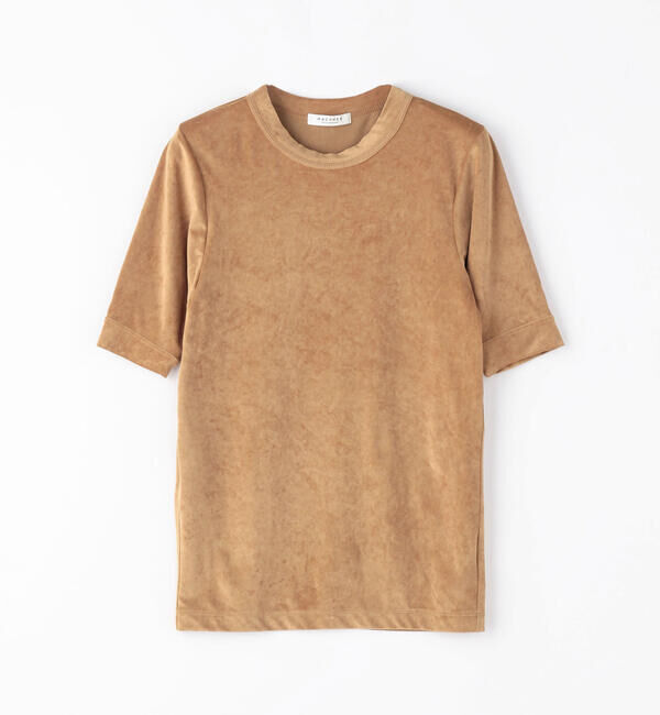 MACPHEE「トリアセテートポリエステルベロア ハーフスリーブプルオーバー」|Tシャツ・カットソー|