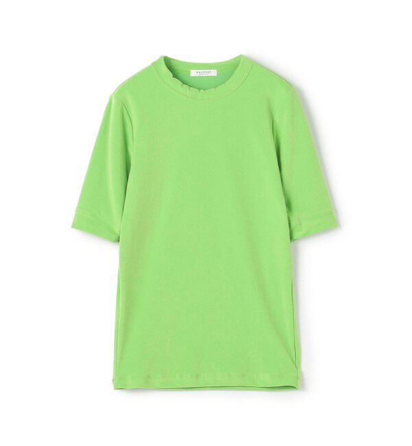 MACPHEE「トリアセテートポリエステルベロア ハーフスリーブプルオーバー」|Tシャツ・カットソー|51 ライトグリーン