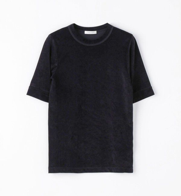 MACPHEE「トリアセテートポリエステルベロア ハーフスリーブプルオーバー」|Tシャツ・カットソー|69 ネイビー