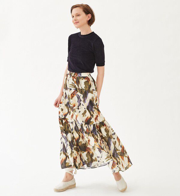 MACPHEE「トリアセテートポリエステルベロア ハーフスリーブプルオーバー」|Tシャツ・カットソー|