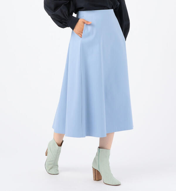 Ballsey「ドレープダブルクロス バックタックミディスカート」|フレア|