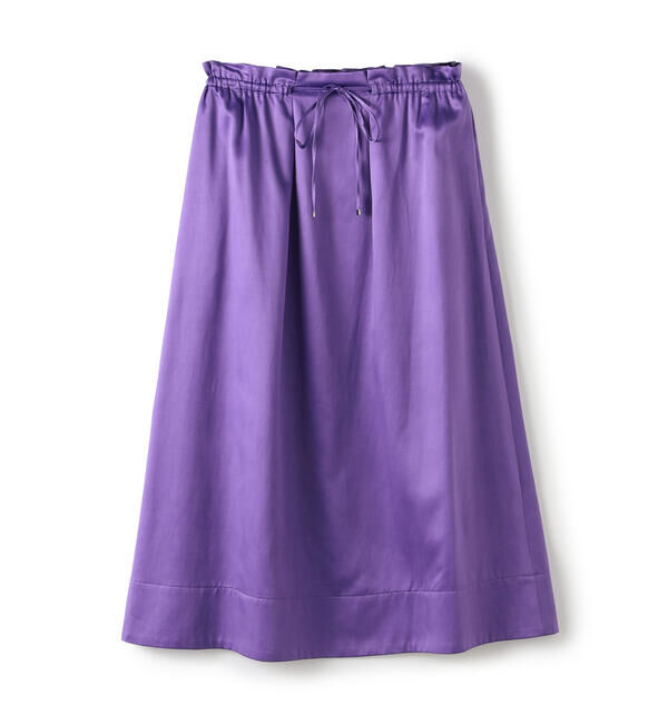 Ballsey「スライミーサテン ギャザーフレアスカート」|フレア|