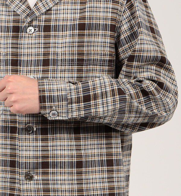 TOMORROWLAND MENS「コットンリネン マドラスチェック&times;ヘリンボーン シャツブルゾン」|シャツ・ブラウス|