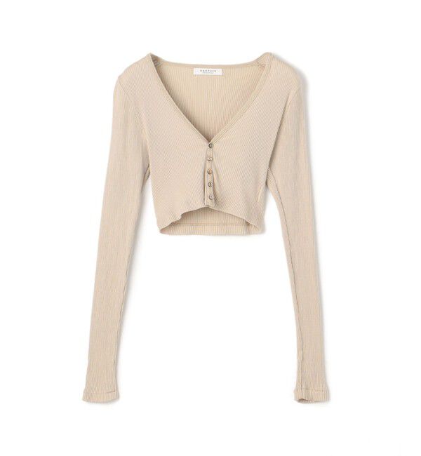 MACPHEE「ニードルプリングコットン ショートカーディガン」|カーディガン|41 ライトベージュ