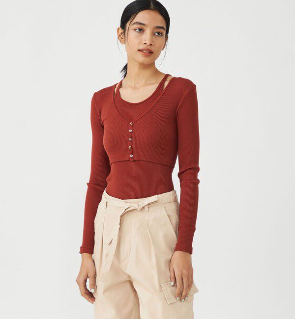 MACPHEE「ニードルプリングコットン ショートカーディガン」|カーディガン|