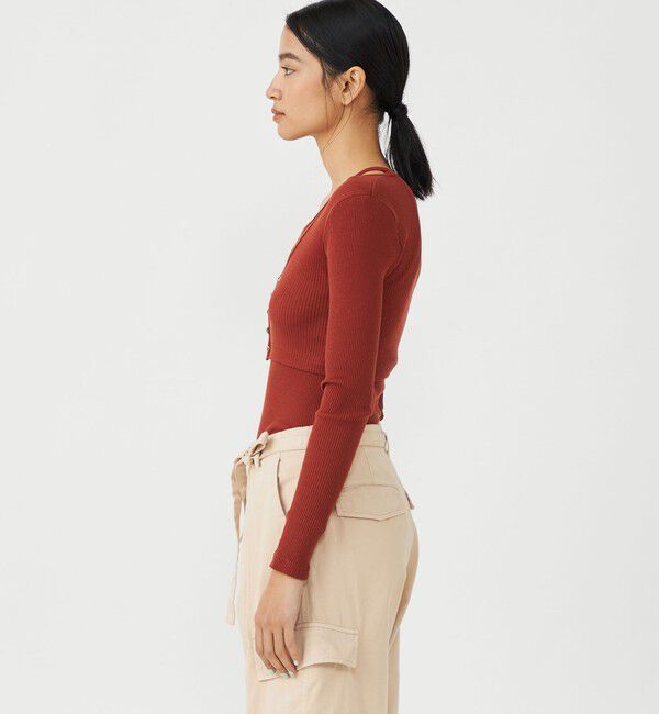 MACPHEE「ニードルプリングコットン ショートカーディガン」|カーディガン|