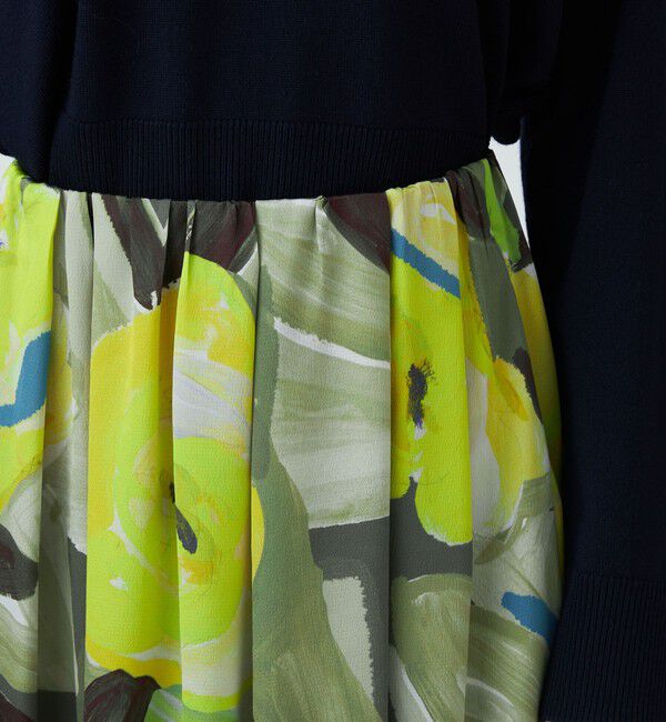 Ballsey「ダブルフラワープリント ランダムタックフレアスカート」|フレア|