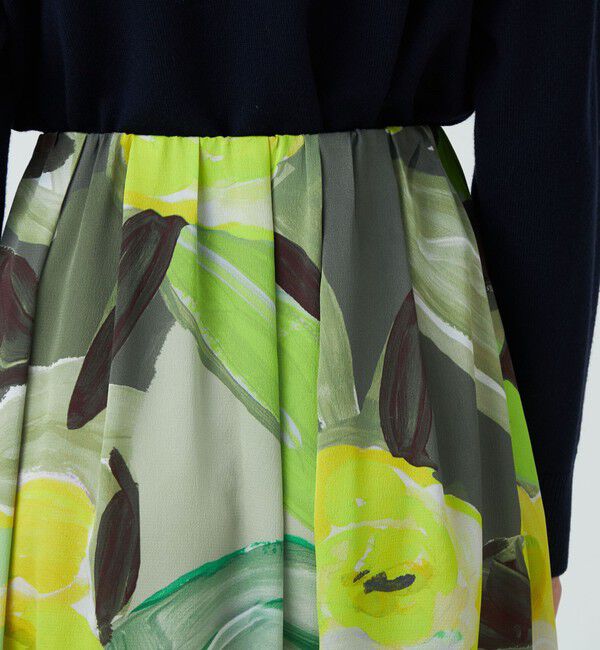 Ballsey「ダブルフラワープリント ランダムタックフレアスカート」|フレア|