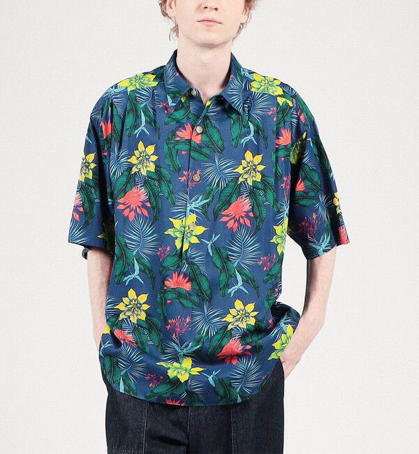 TOMORROWLAND MENS「レーヨンコットン フラワープリント プルオーバーシャツ」|シャツ・ブラウス|