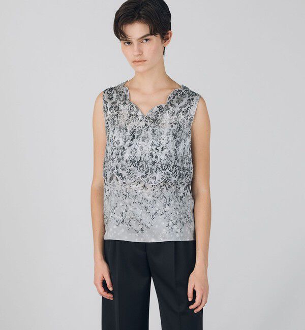 DES PRES「ビンテージカーペットプリント スカラップブラウス」|シャツ・ブラウス|