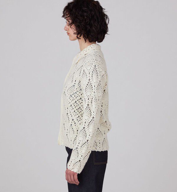 MACPHEE「ハンドクロシェ シャツカーディガン」|カーディガン|