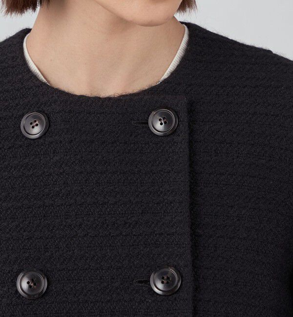 TOMORROWLAND collection「ケーブルクロス ファーペプラムコート」|ノーカラーコート|