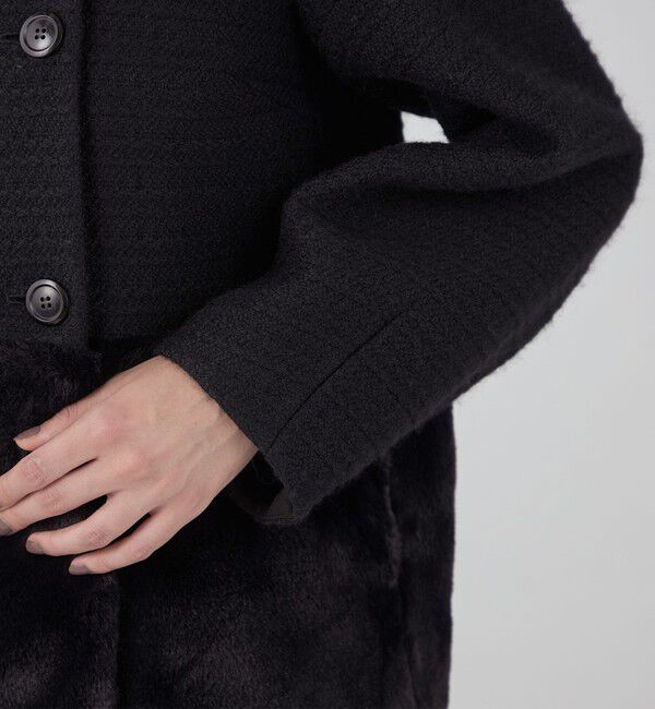 TOMORROWLAND collection「ケーブルクロス ファーペプラムコート」|ノーカラーコート|