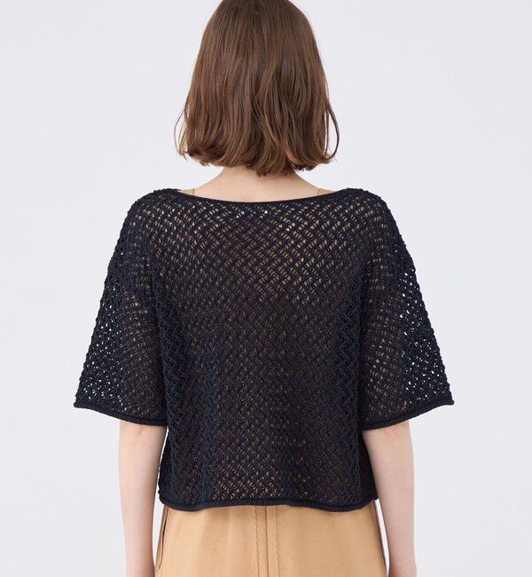 MACPHEE「メッシュコットン ボートネックプルオーバー」|ニット・セーター|