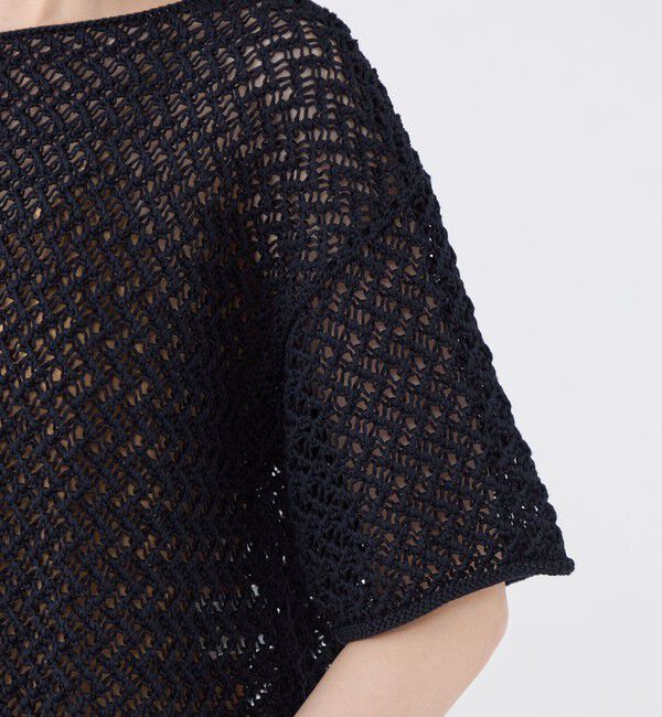 MACPHEE「メッシュコットン ボートネックプルオーバー」|ニット・セーター|