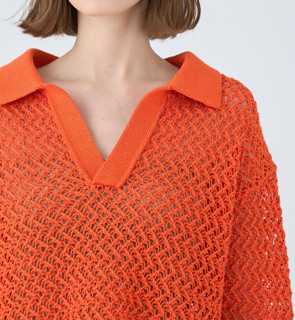 MACPHEE「メッシュコットン スキッパープルオーバー」|ニット・セーター|