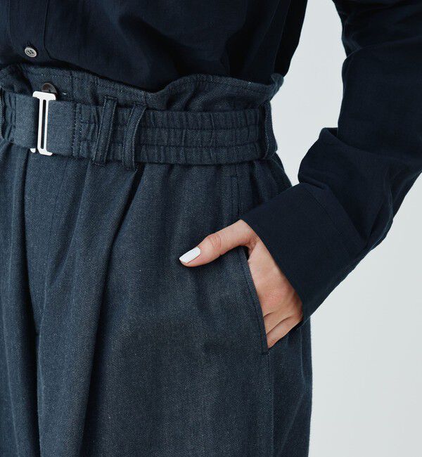 GALERIE VIE「デニムダンガリー ギャザーワイドパンツ」|デニム|