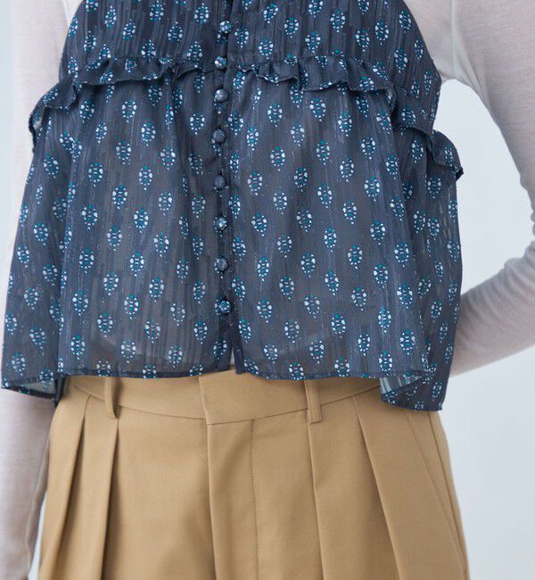 SOULEIADO「カットジャカードプリント フリルキャミソール」|キャミソール|