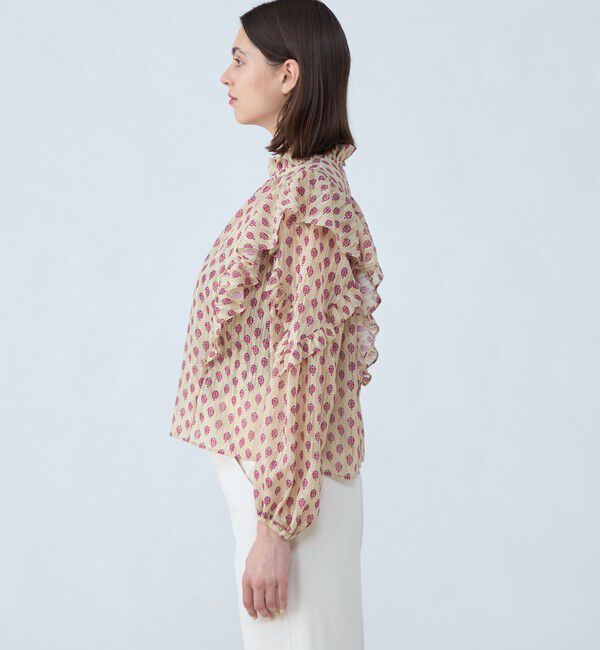 SOULEIADO「カットジャカードプリント フリルブラウス」|シャツ・ブラウス|
