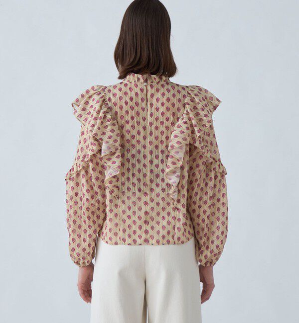 SOULEIADO「カットジャカードプリント フリルブラウス」|シャツ・ブラウス|