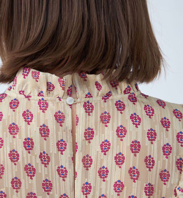 SOULEIADO「カットジャカードプリント フリルブラウス」|シャツ・ブラウス|