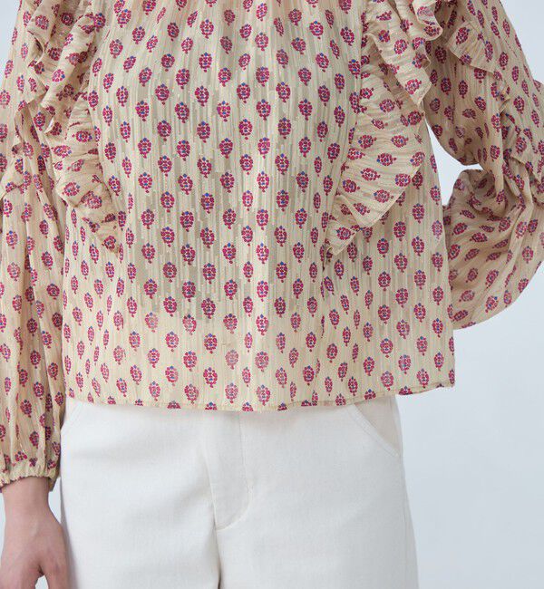 SOULEIADO「カットジャカードプリント フリルブラウス」|シャツ・ブラウス|