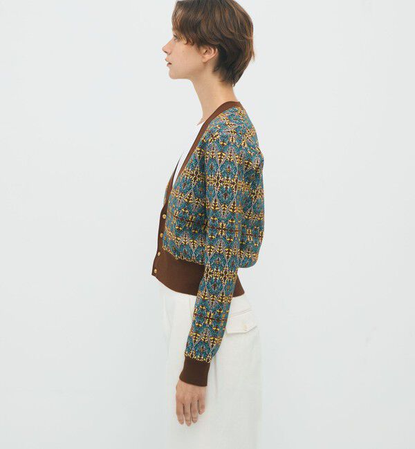 CABaN「コットンカシミヤストレッチ ジャカードプリントVネックカーディガン」|カーディガン|