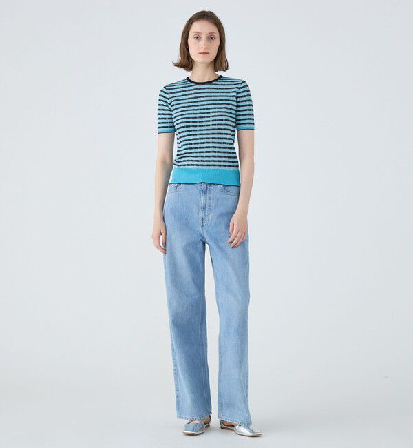 MACPHEE「コットンナイロンラメチェック クルーネックプルオーバー」|ニット・セーター|