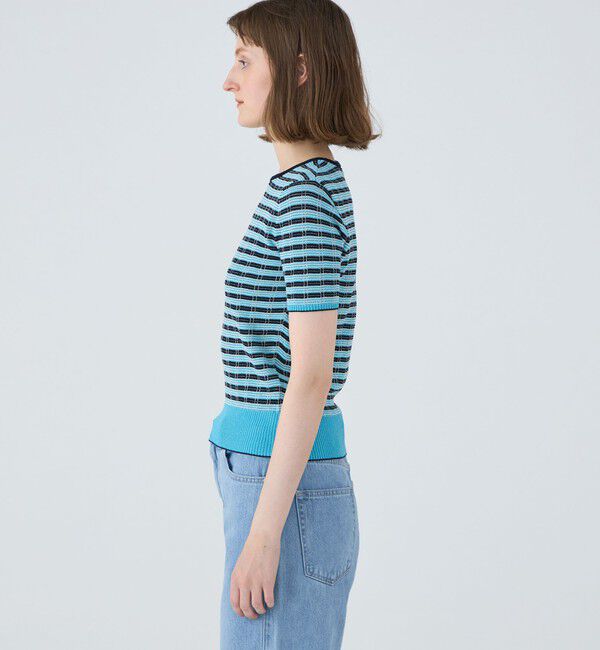 MACPHEE「コットンナイロンラメチェック クルーネックプルオーバー」|ニット・セーター|