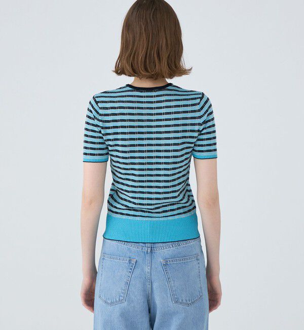 MACPHEE「コットンナイロンラメチェック クルーネックプルオーバー」|ニット・セーター|