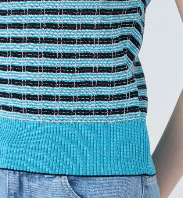 MACPHEE「コットンナイロンラメチェック クルーネックプルオーバー」|ニット・セーター|