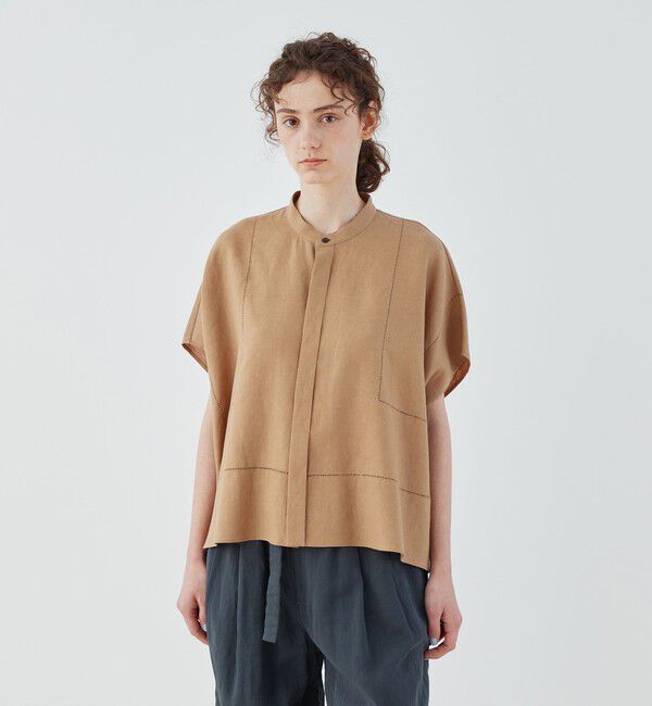 GALERIE VIE「フレンチリネン スタンドカラーシャツ」|シャツ・ブラウス|