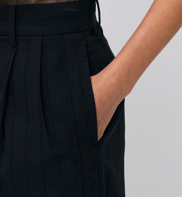 BACCA「ウールシルクネップコンビ シャドーストライプパンツ」|スラックス|