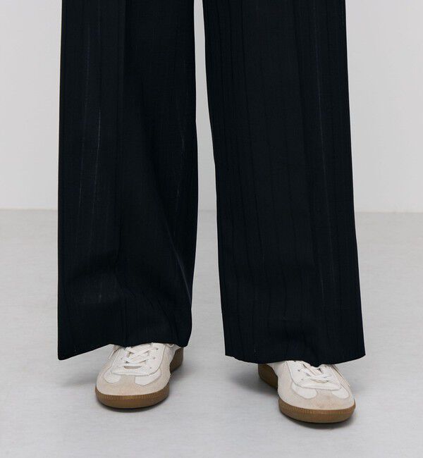 BACCA「ウールシルクネップコンビ シャドーストライプパンツ」|スラックス|