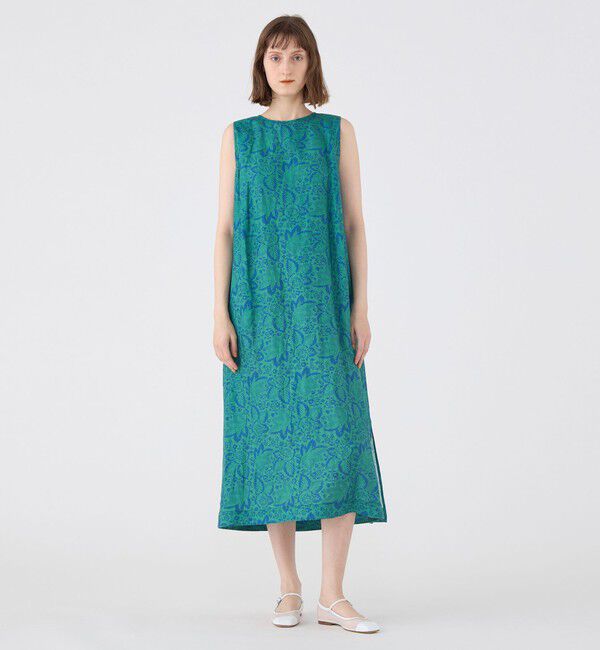 SOULEIADO「リネンプリント ノースリーブワンピース」|ワンピース|