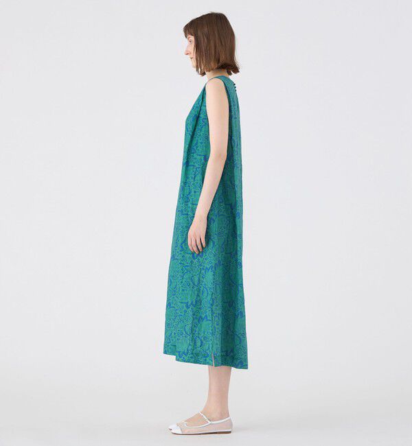 SOULEIADO「リネンプリント ノースリーブワンピース」|ワンピース|