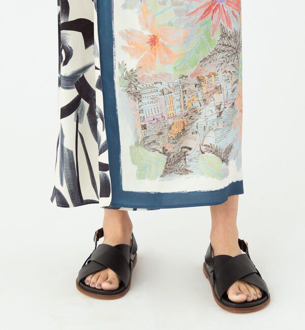 MACPHEE「スカーフプリント ラップマキシスカート」|タイト|