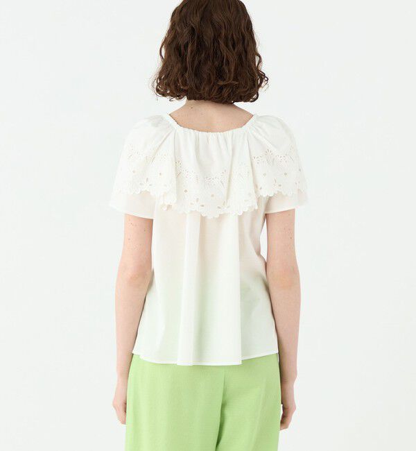 Ballsey「レースコンビ ラッフルフレアブラウス」|シャツ・ブラウス|