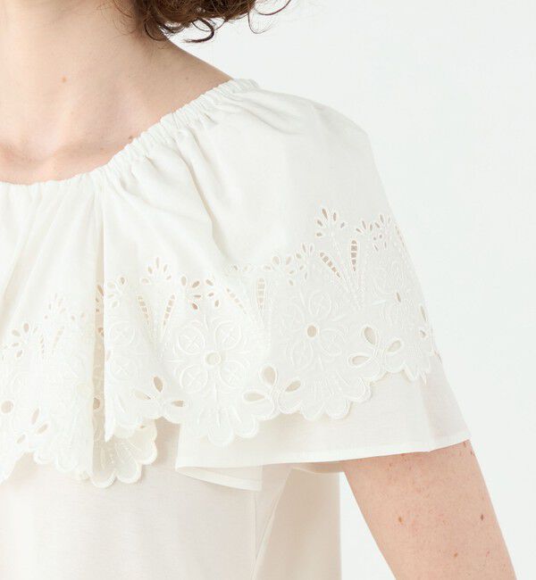 Ballsey「レースコンビ ラッフルフレアブラウス」|シャツ・ブラウス|