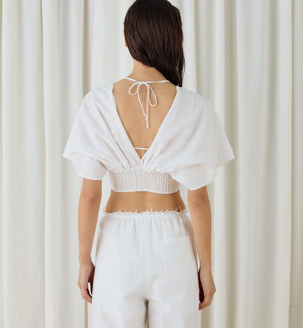 DES PRES「コットンナイロンジャガードオープンスリーブブラウス」|シャツ・ブラウス|