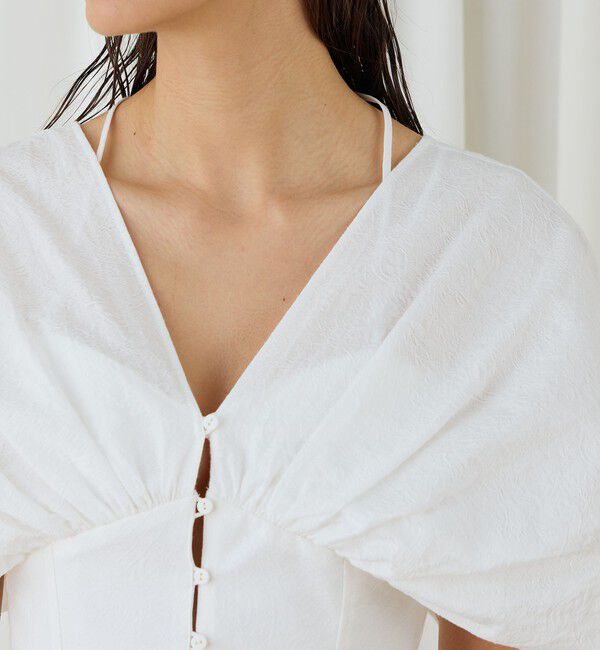 DES PRES「コットンナイロンジャガードオープンスリーブブラウス」|シャツ・ブラウス|