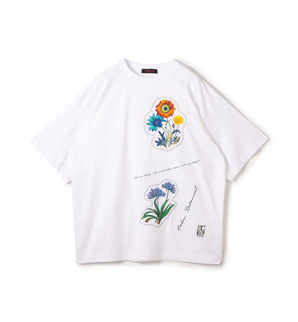CABaN「CABaN スビンコットン FLOWERSモチーフTシャツ 」|Tシャツ・カットソー|12 ホワイト系