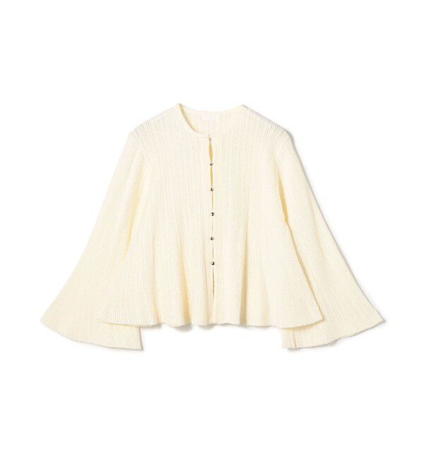 Ballsey「ブークレーミラノリブボーダー フレアカーディガン」|カーディガン|11 ホワイト