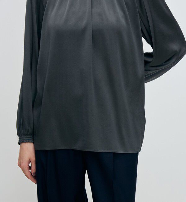 TOMORROWLAND collection「ウォッシャブルシルク シャーリングカラーブラウス」|シャツ・ブラウス|